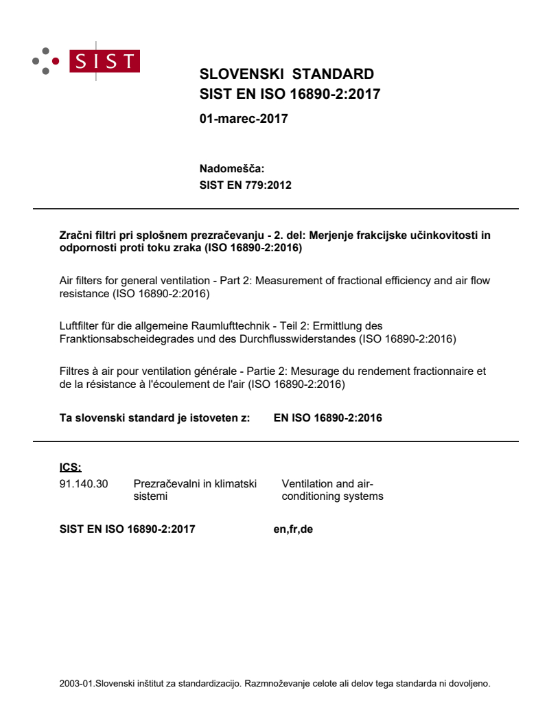 EN ISO 16890-2:2016 EN ISO 16890-2:2017 - BARVE - Page 1 preview