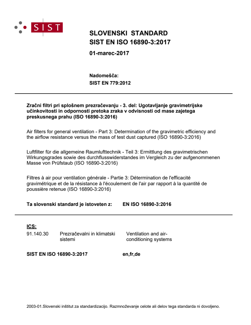 EN ISO 16890-3:2016 EN ISO 16890-3:2017 - Page 1 preview