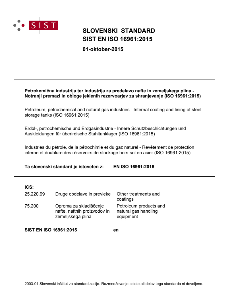 EN ISO 16961:2015 EN ISO 16961:2015 - Page 1 preview
