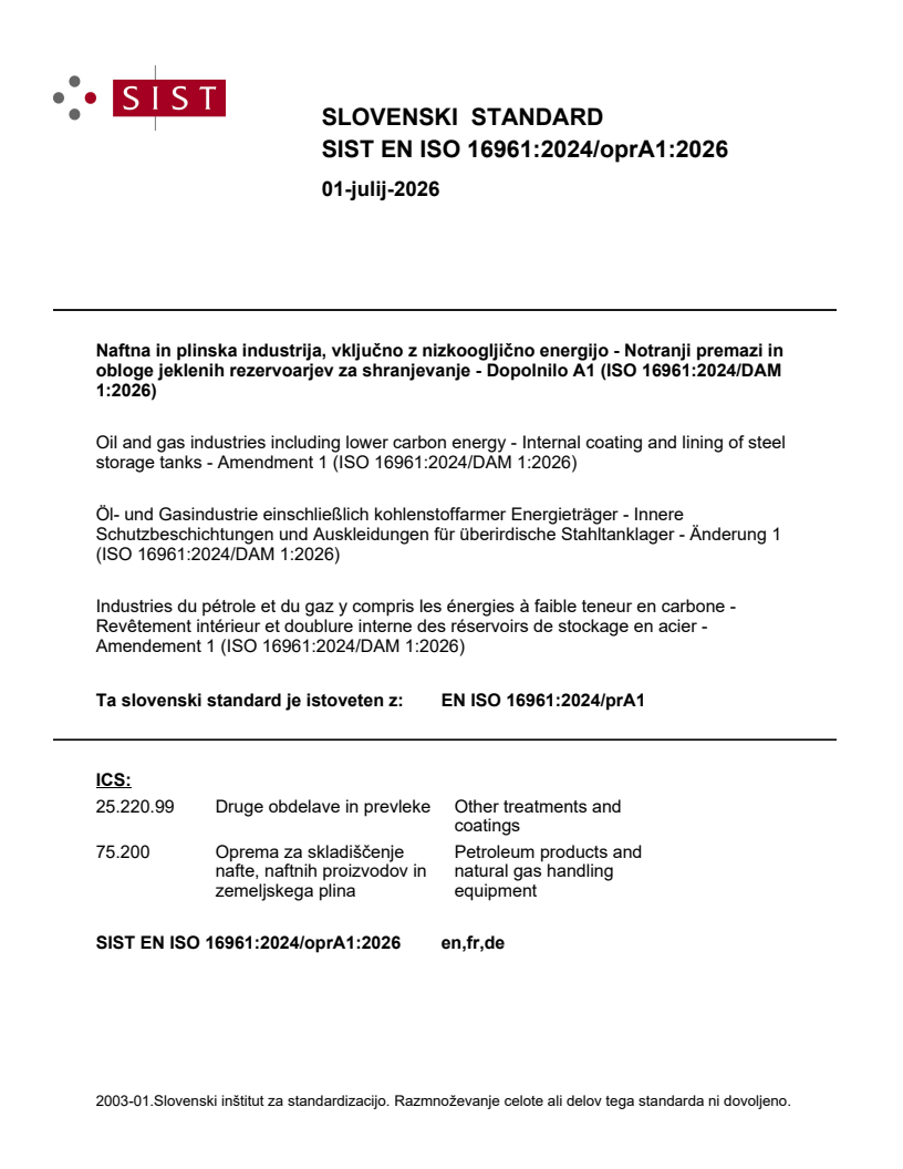 SIST EN ISO 16961:2024/oprA1:2026 SIST EN ISO 16961:2024/oprA1:2026 - Page 1 preview