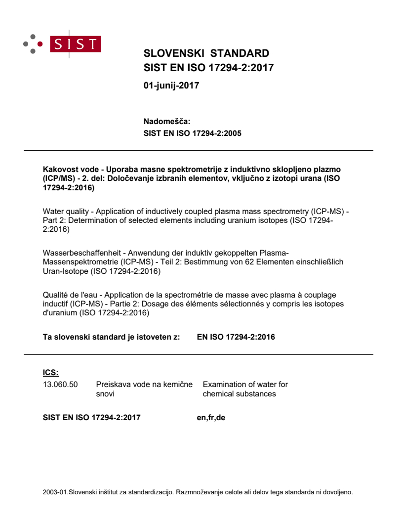 EN ISO 17294-2:2016 EN ISO 17294-2:2017 - Page 1 preview