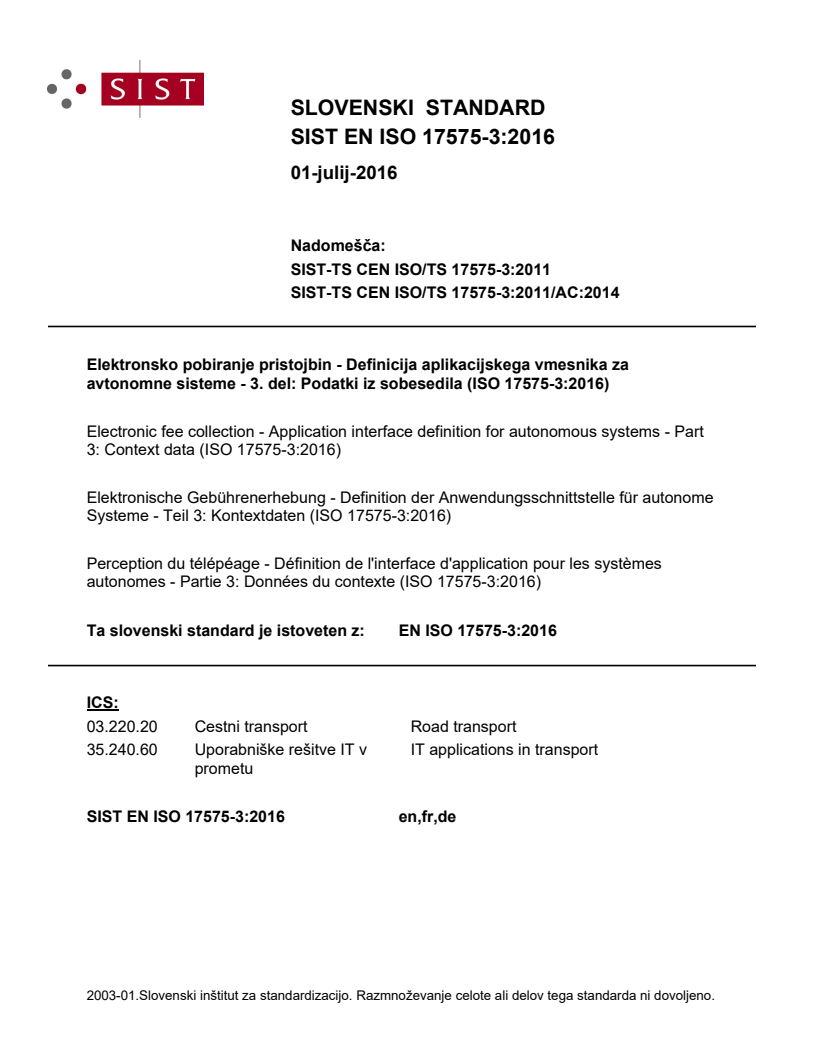 EN ISO 17575-3:2016 EN ISO 17575-3:2016 - Page 1 preview