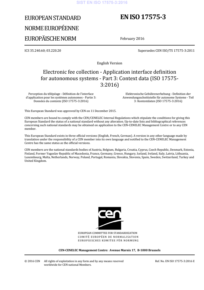 EN ISO 17575-3:2016 EN ISO 17575-3:2016 - Page 3 preview