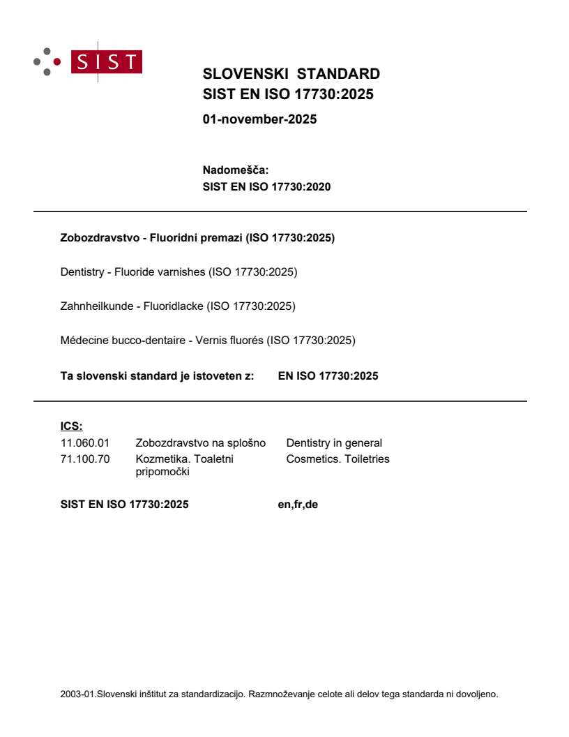 SIST EN ISO 17730:2025 - BARVE
