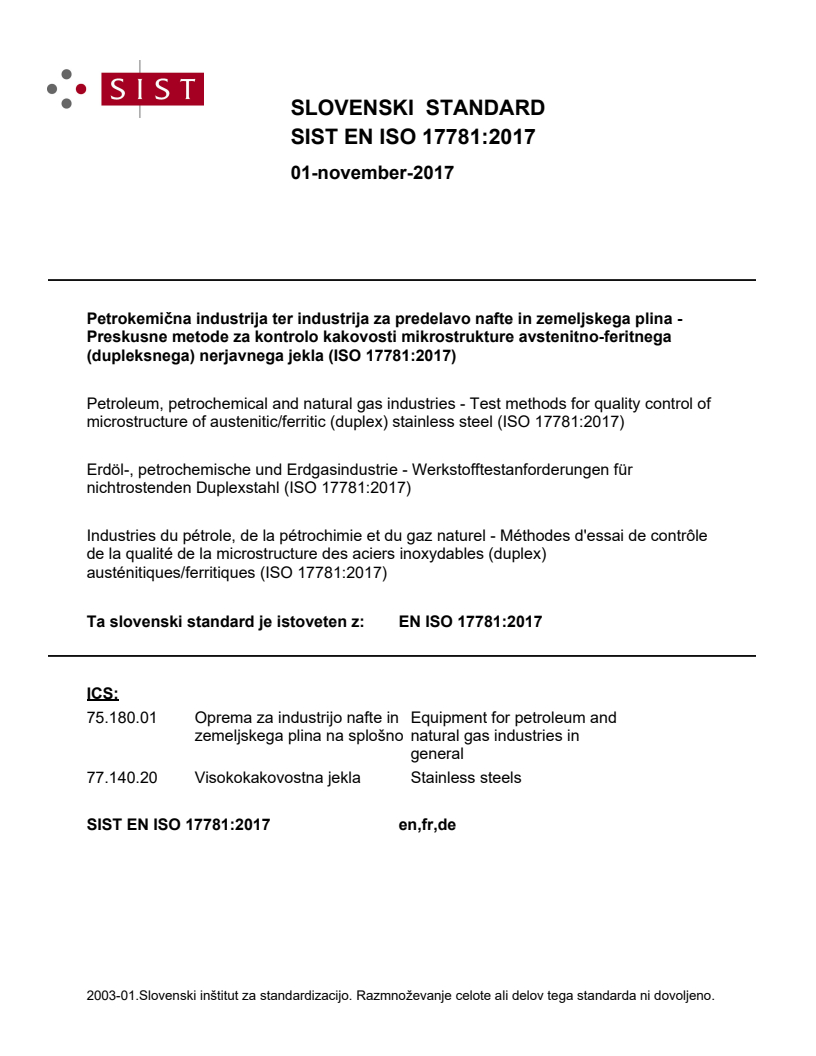 EN ISO 17781:2017 EN ISO 17781:2017 - BARVE - Page 1 preview