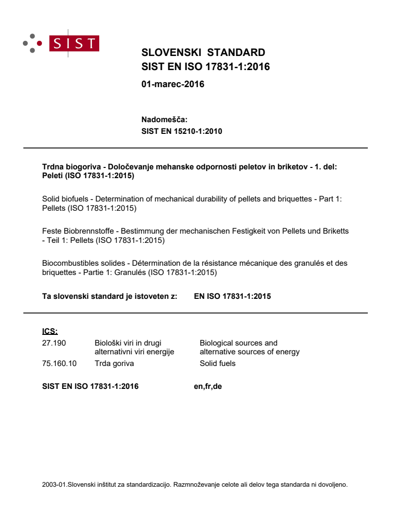 EN ISO 17831-1:2015 EN ISO 17831-1:2016 - Page 1 preview
