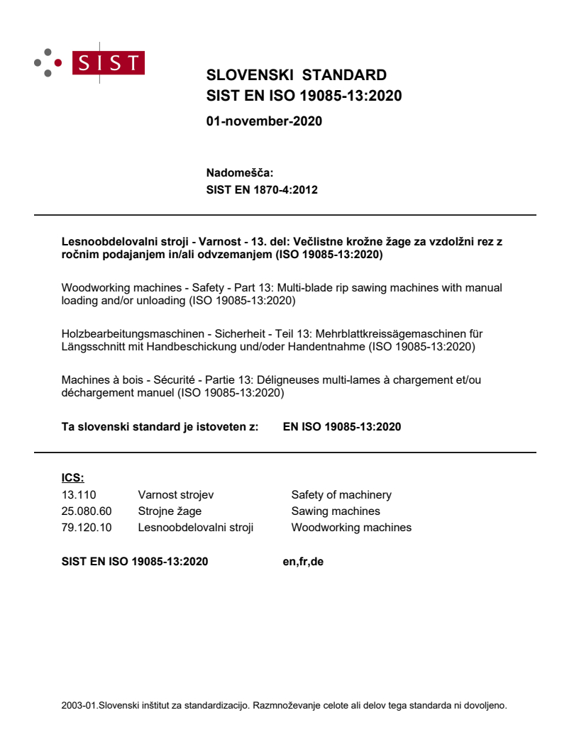 EN ISO 19085-13:2020 EN ISO 19085-13:2020 - Page 1 preview