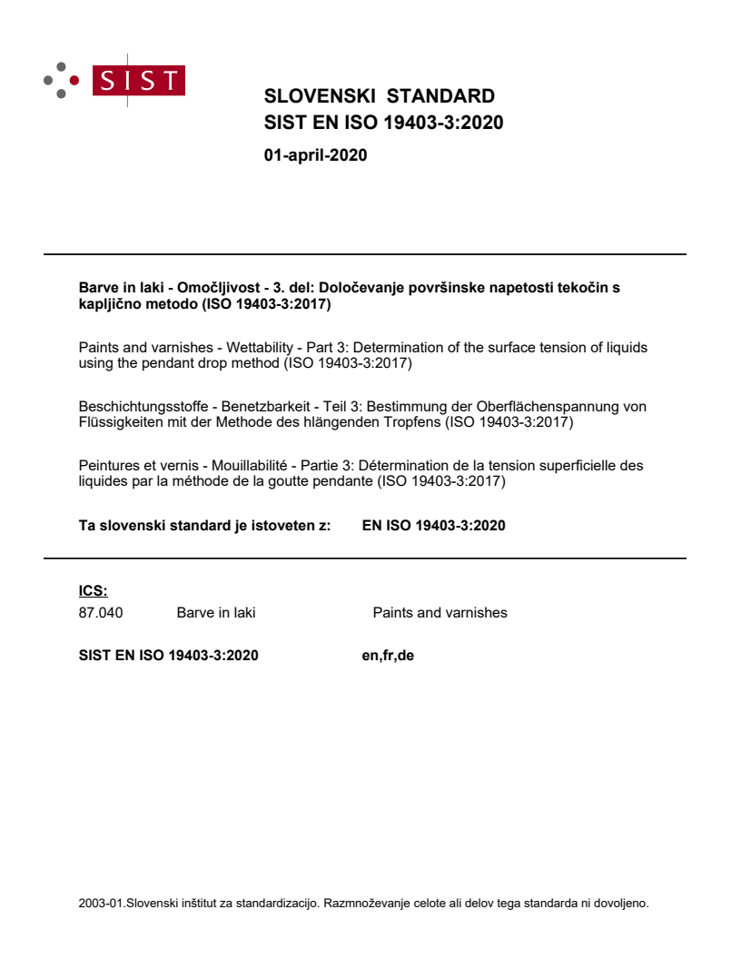 EN ISO 19403-3:2020 EN ISO 19403-3:2020 - Page 1 preview