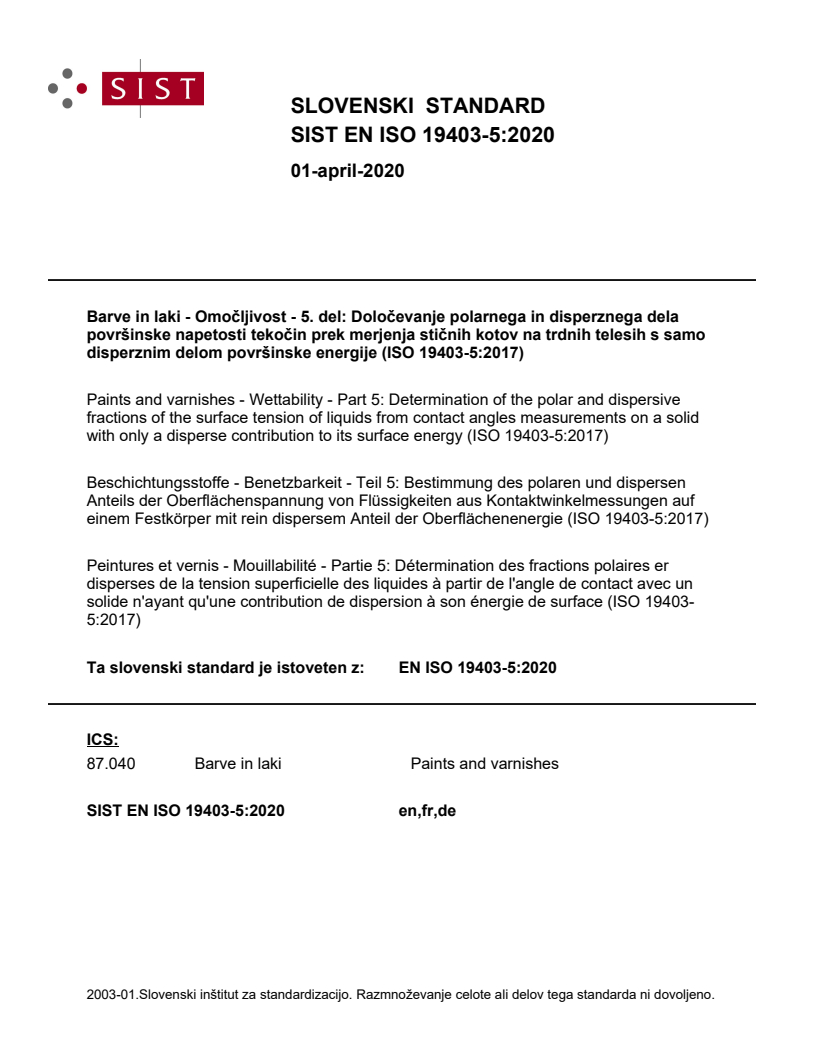 EN ISO 19403-5:2020 EN ISO 19403-5:2020 - Page 1 preview