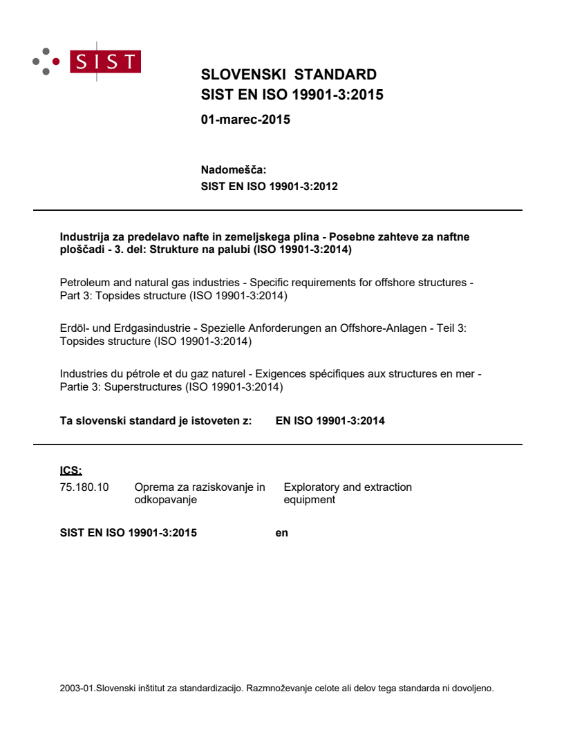 EN ISO 19901-3:2014 EN ISO 19901-3:2015 - Page 1 preview