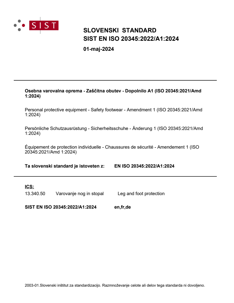 SIST EN ISO 20345:2022/A1:2024 SIST EN ISO 20345:2022/A1:2024 - Page 1 preview