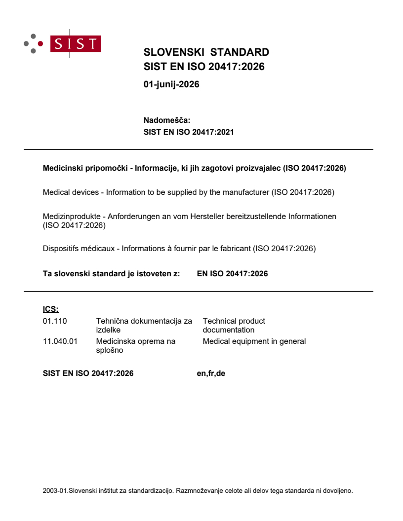 SIST EN ISO 20417:2026 SIST EN ISO 20417:2026 - Page 1 preview
