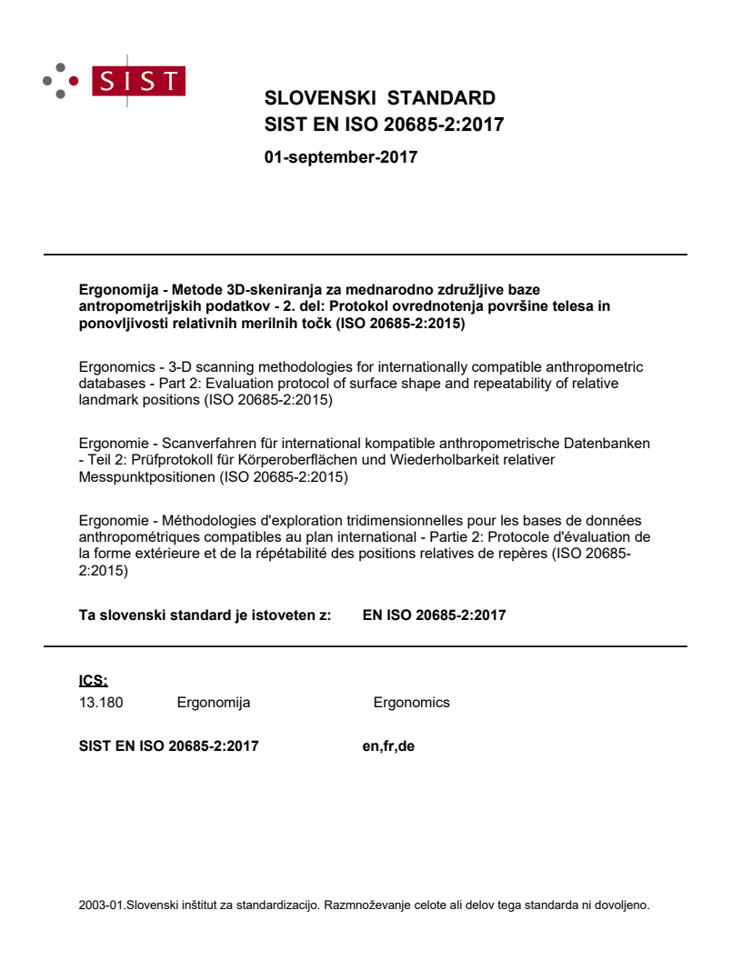 EN ISO 20685-2:2017 EN ISO 20685-2:2017 - BARVE - Page 1 preview