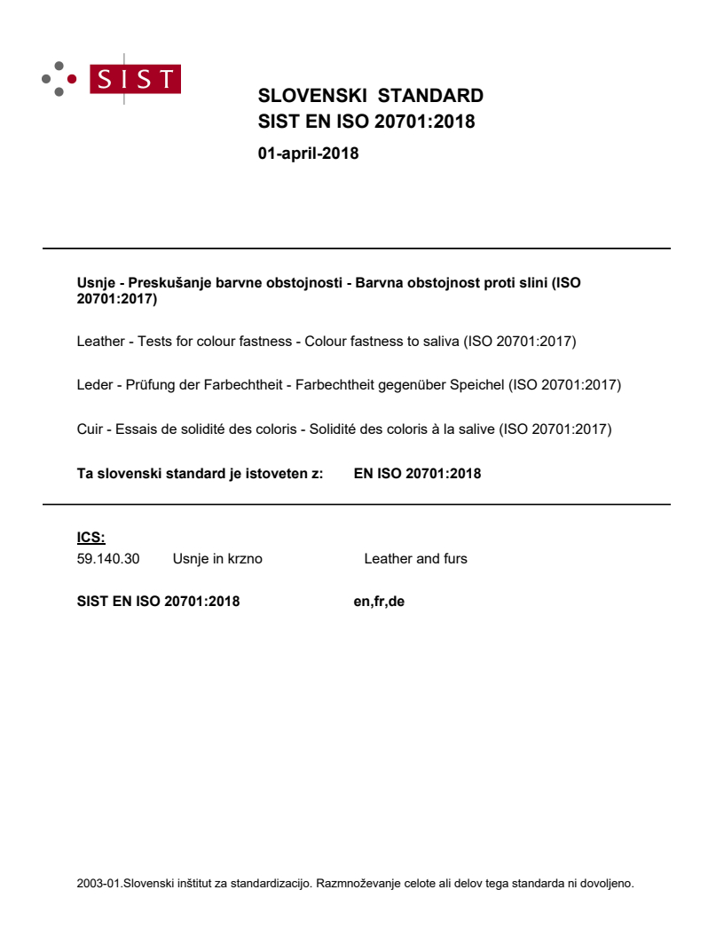 EN ISO 20701:2018 EN ISO 20701:2018 - Page 1 preview