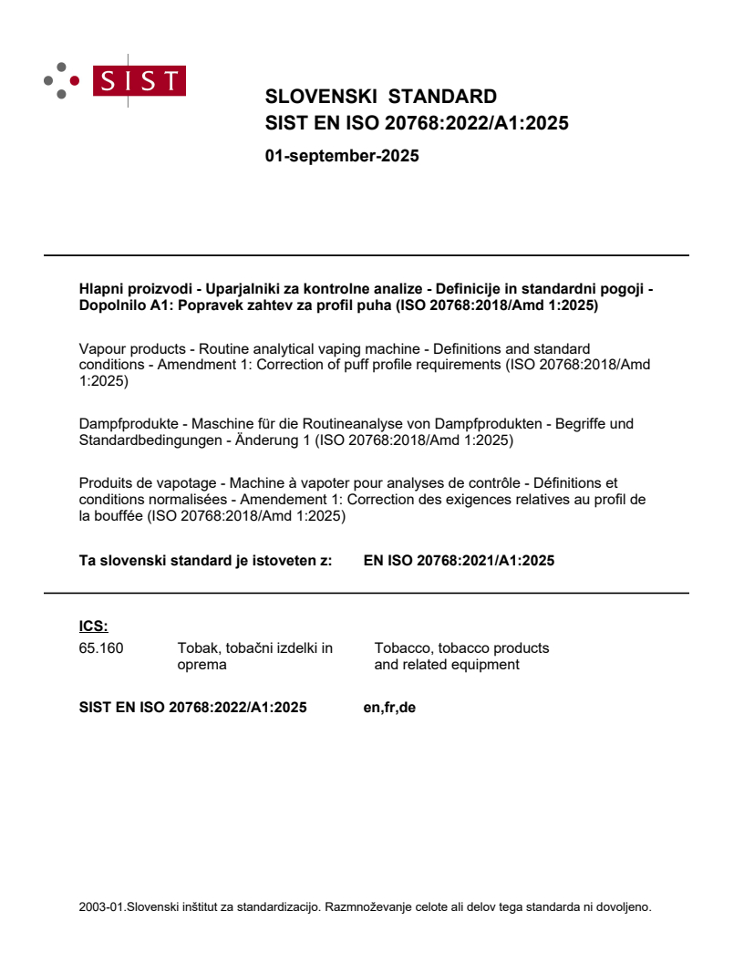 EN ISO 20768:2022/A1:2025