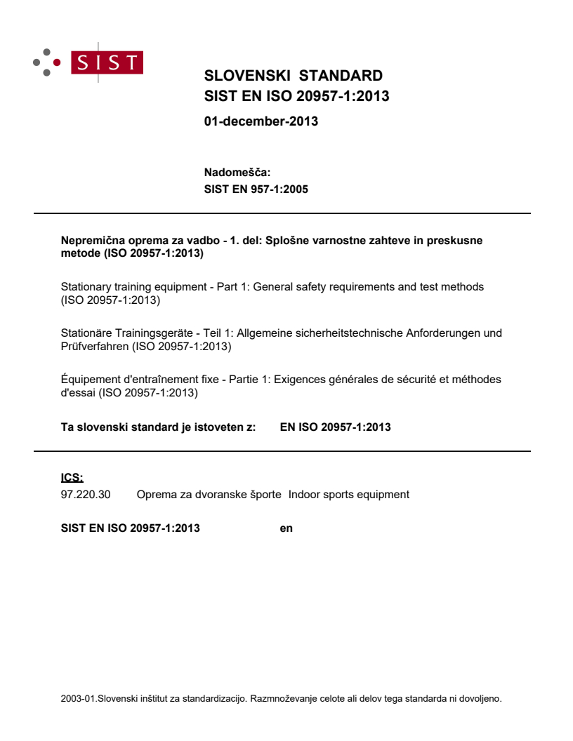 EN ISO 20957-1:2013 EN ISO 20957-1:2013 - Page 1 preview