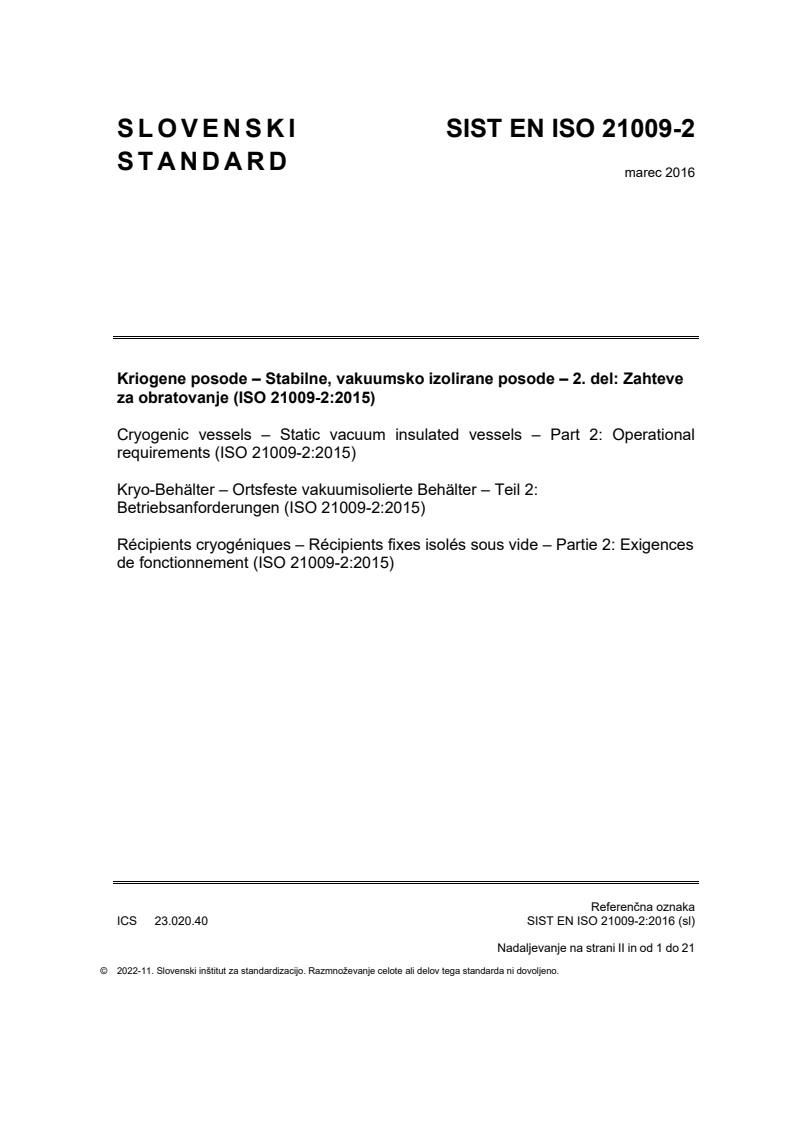 EN ISO 21009-2:2015 EN ISO 21009-2:2016 - Page 1 preview