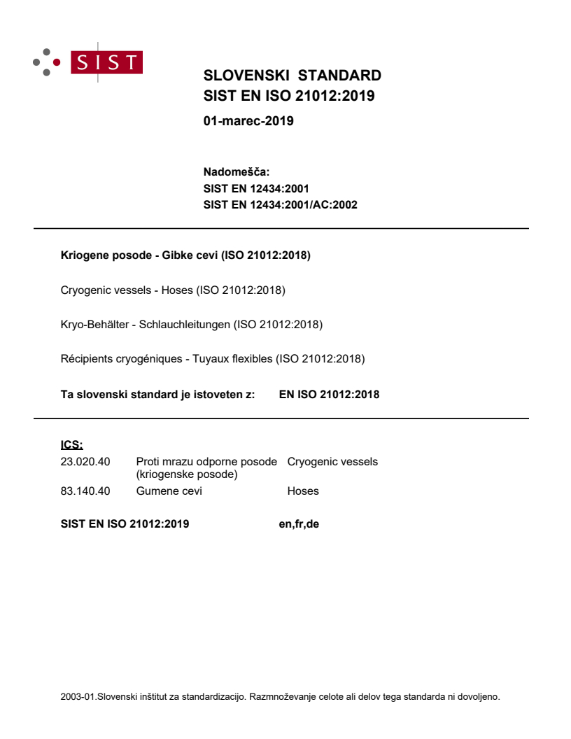 EN ISO 21012:2018 EN ISO 21012:2019 - Page 1 preview