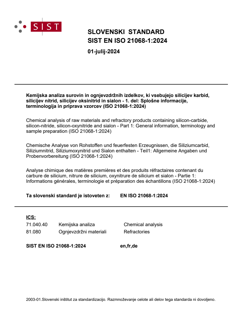 SIST EN ISO 21068-1:2024 SIST EN ISO 21068-1:2024 - Page 1 preview