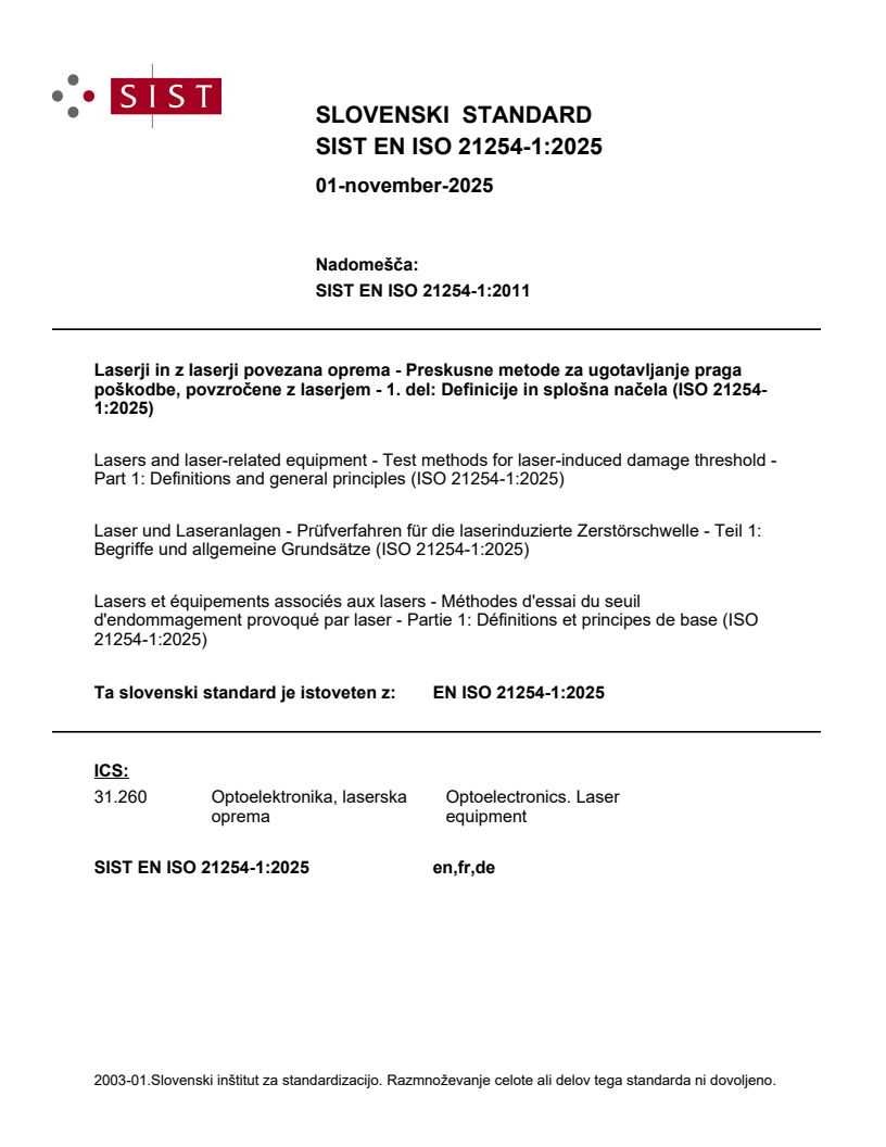 SIST EN ISO 21254-1:2025