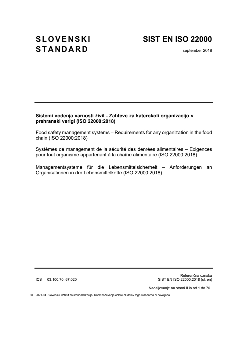 EN ISO 22000:2018 EN ISO 22000:2018 - Page 1 preview