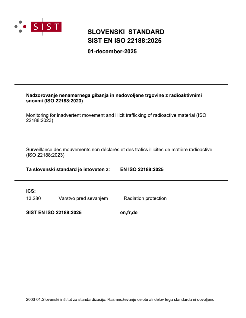 SIST EN ISO 22188:2025