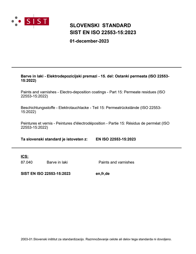 EN ISO 22553-15:2023 EN ISO 22553-15:2023 - Page 1 preview