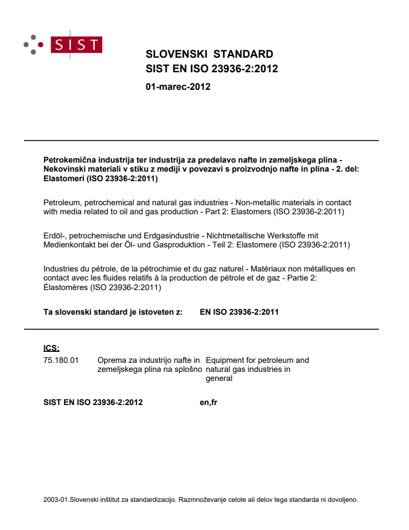 EN ISO 23936-2:2011 EN ISO 23936-2:2012 - BARVE - Page 1 preview