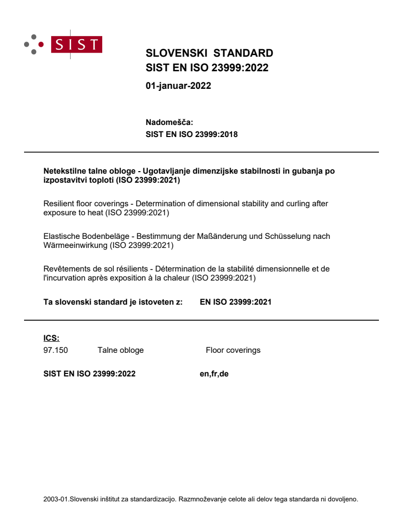 EN ISO 23999:2021 EN ISO 23999:2022 - BARVE - Page 1 preview
