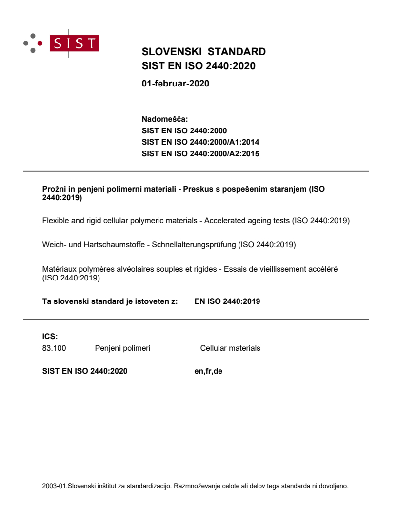 EN ISO 2440:2019 EN ISO 2440:2020 - Page 1 preview