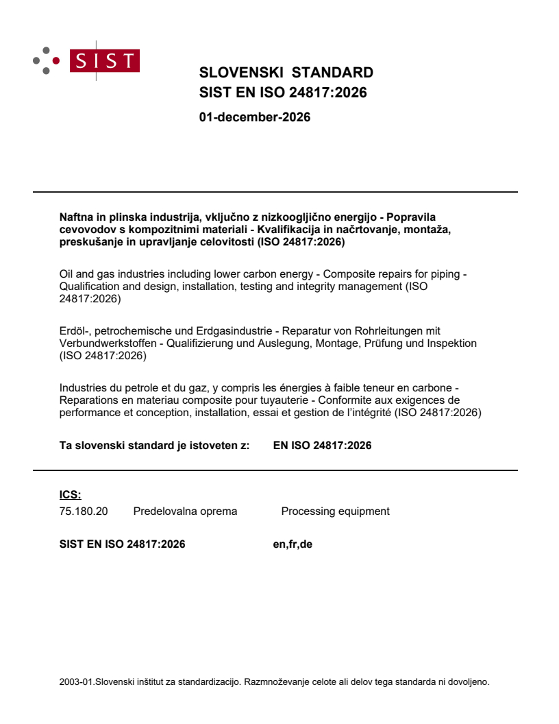 SIST EN ISO 24817:2026 SIST EN ISO 24817:2026 - BARVE - Page 1 preview