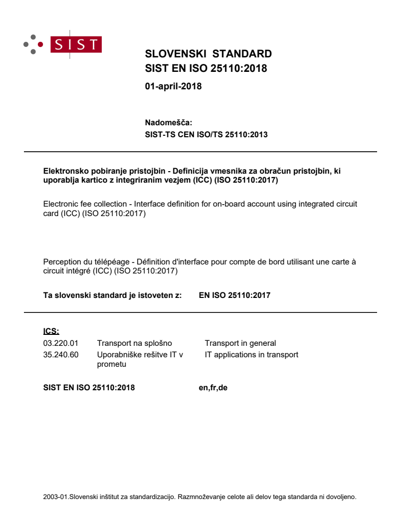 EN ISO 25110:2017 EN ISO 25110:2018 - BARVE - Page 1 preview