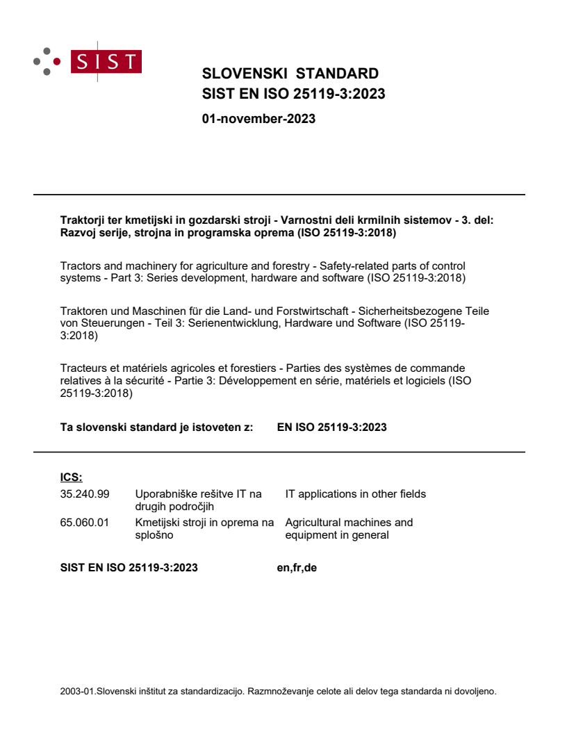 EN ISO 25119-3:2023 EN ISO 25119-3:2023 - Page 1 preview