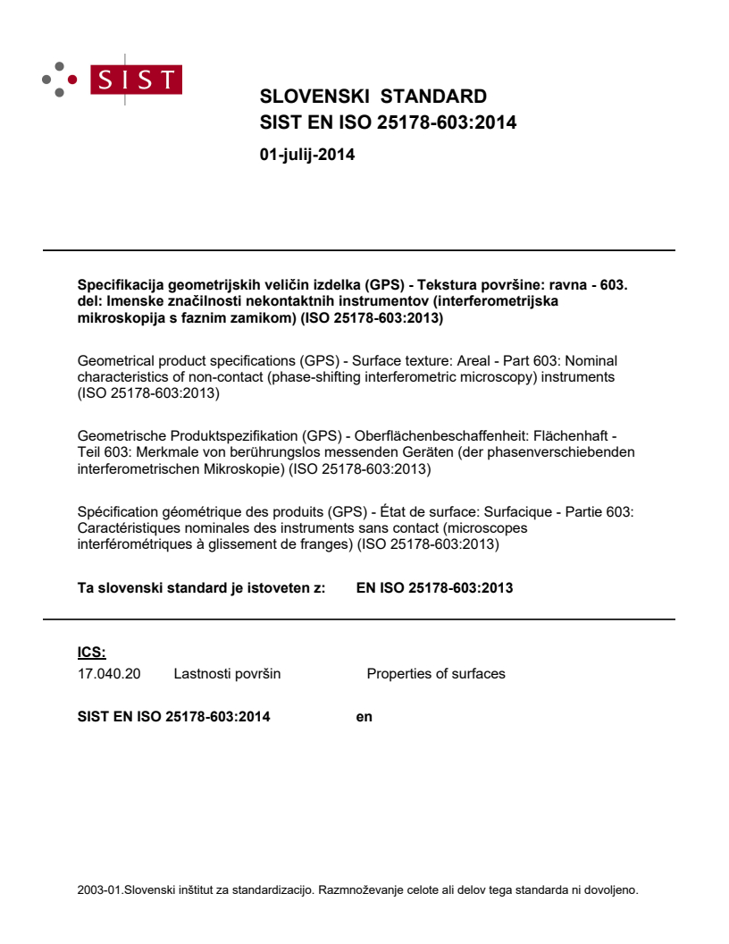 EN ISO 25178-603:2013 EN ISO 25178-603:2014 - BARVE - Page 1 preview