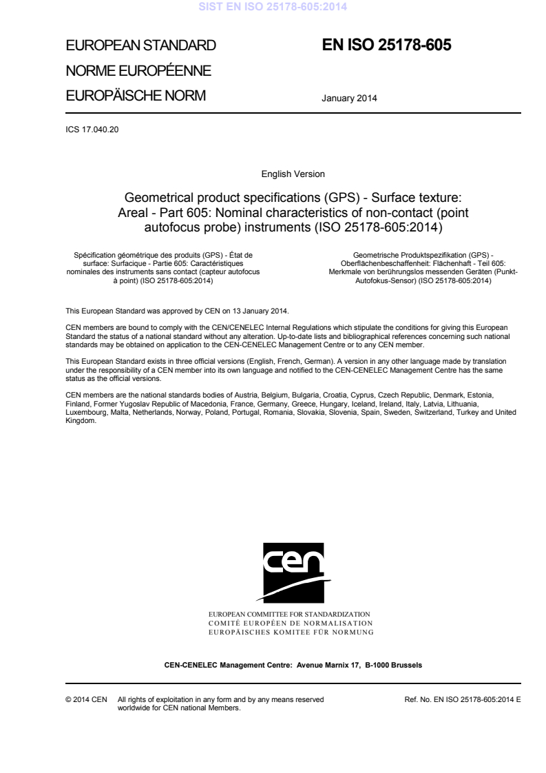 EN ISO 25178-605:2014 EN ISO 25178-605:2014 - Page 3 preview