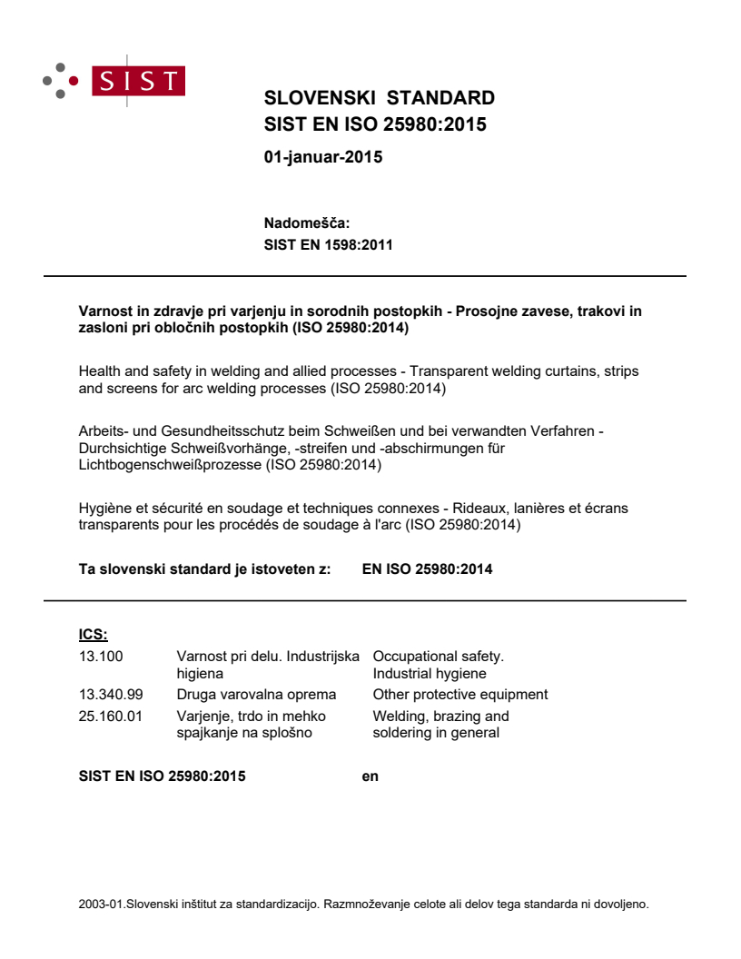 EN ISO 25980:2014 EN ISO 25980:2015 - Page 1 preview