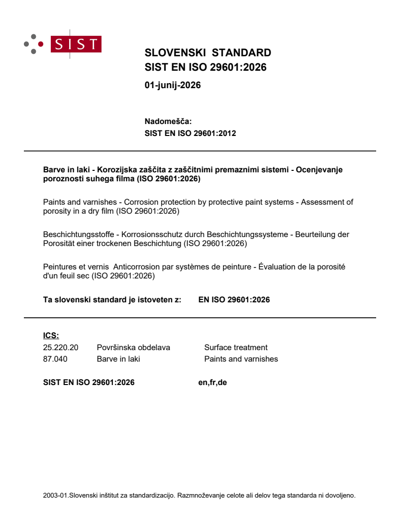 SIST EN ISO 29601:2026 SIST EN ISO 29601:2026 - Page 1 preview