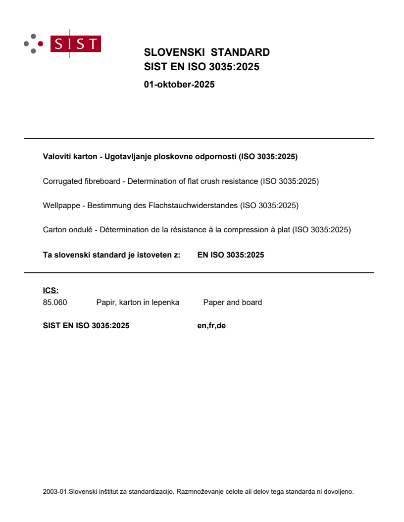 SIST EN ISO 3035:2025