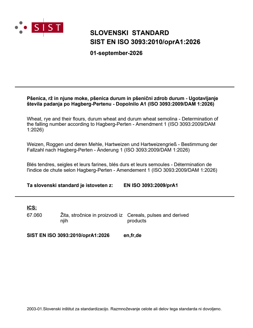 EN ISO 3093:2009/prA1 EN ISO 3093:2010/oprA1:2026 - Page 1 preview