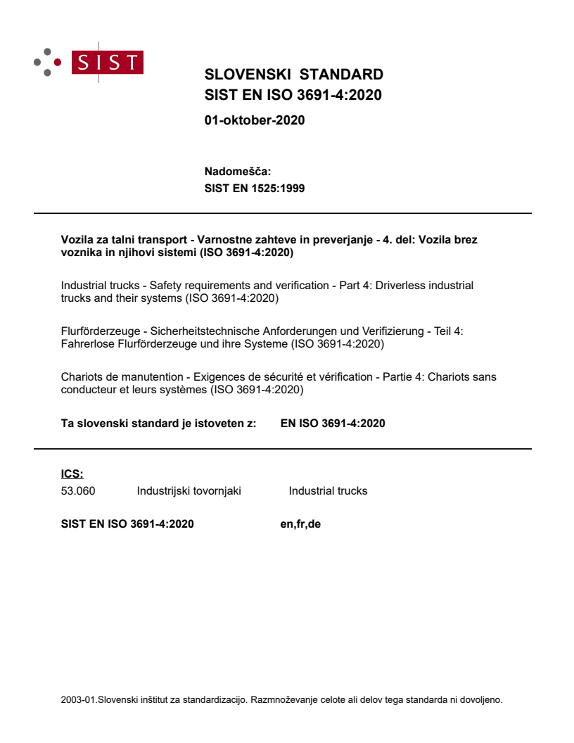 EN ISO 3691-4:2020 EN ISO 3691-4:2020 - Page 1 preview