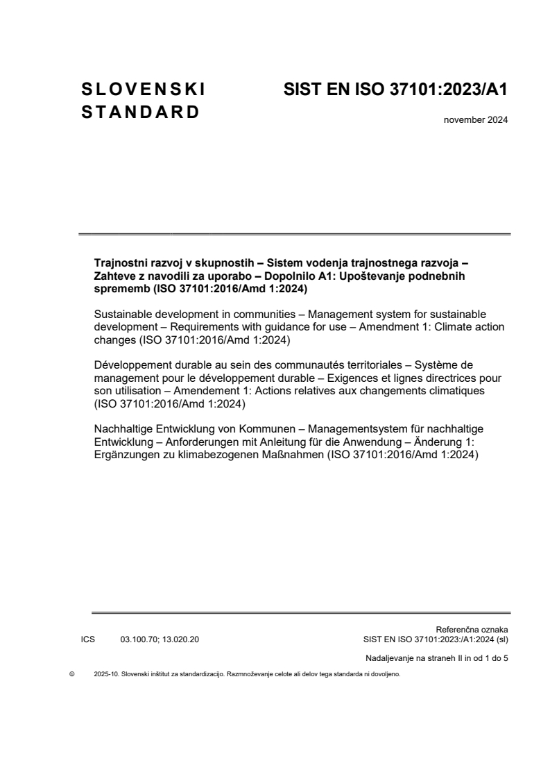 SIST EN ISO 37101:2023/A1:2024