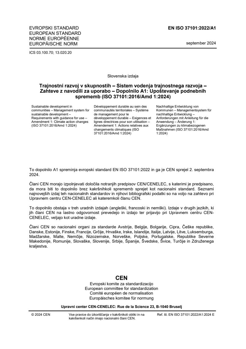 SIST EN ISO 37101:2023/A1:2024