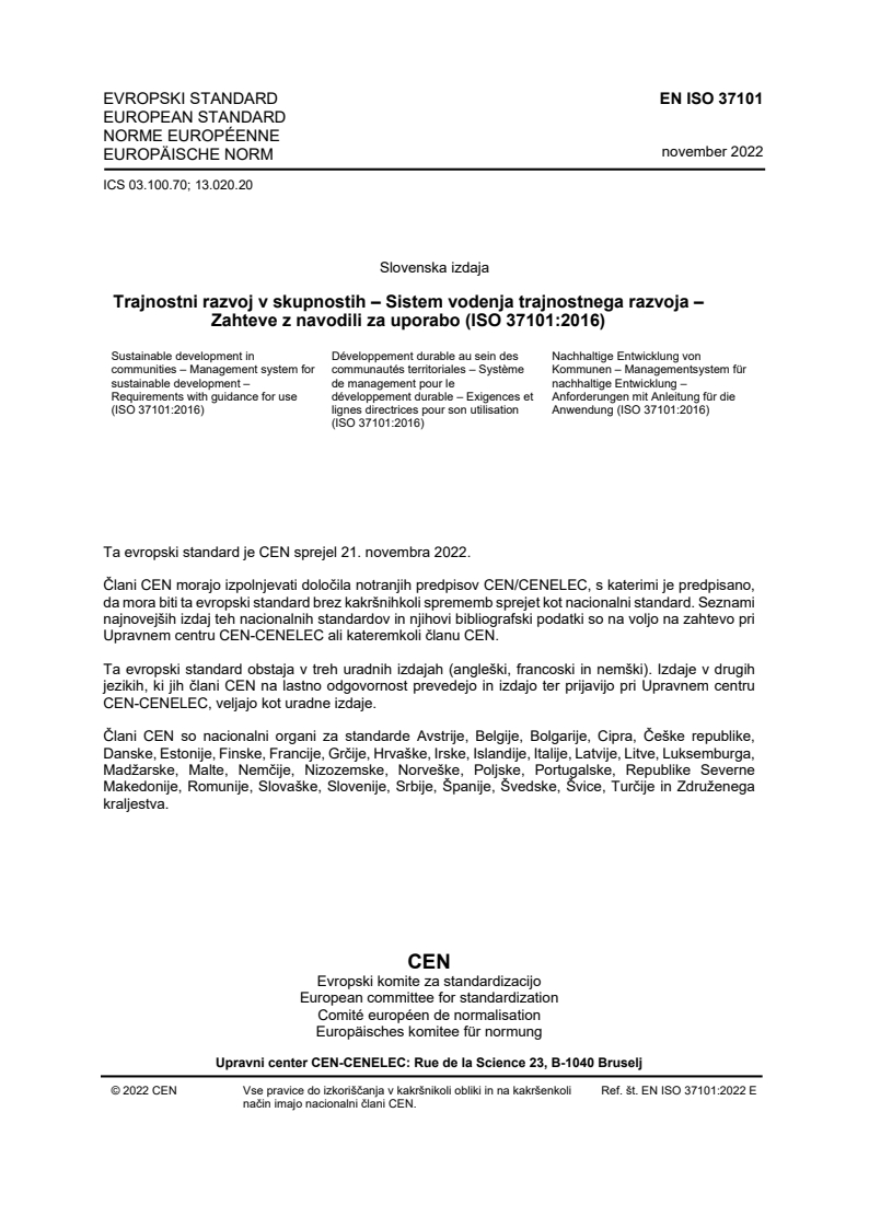 SIST EN ISO 37101:2023 - BARVE