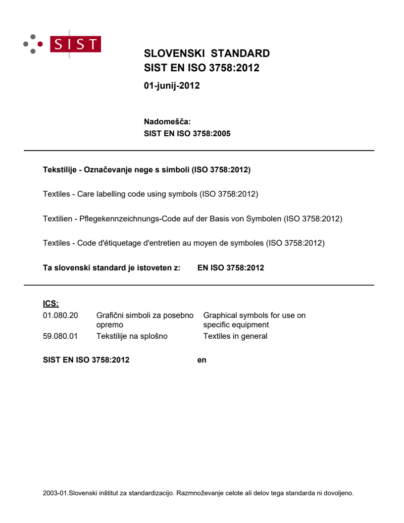 EN ISO 3758:2012 EN ISO 3758:2012 - Page 1 preview