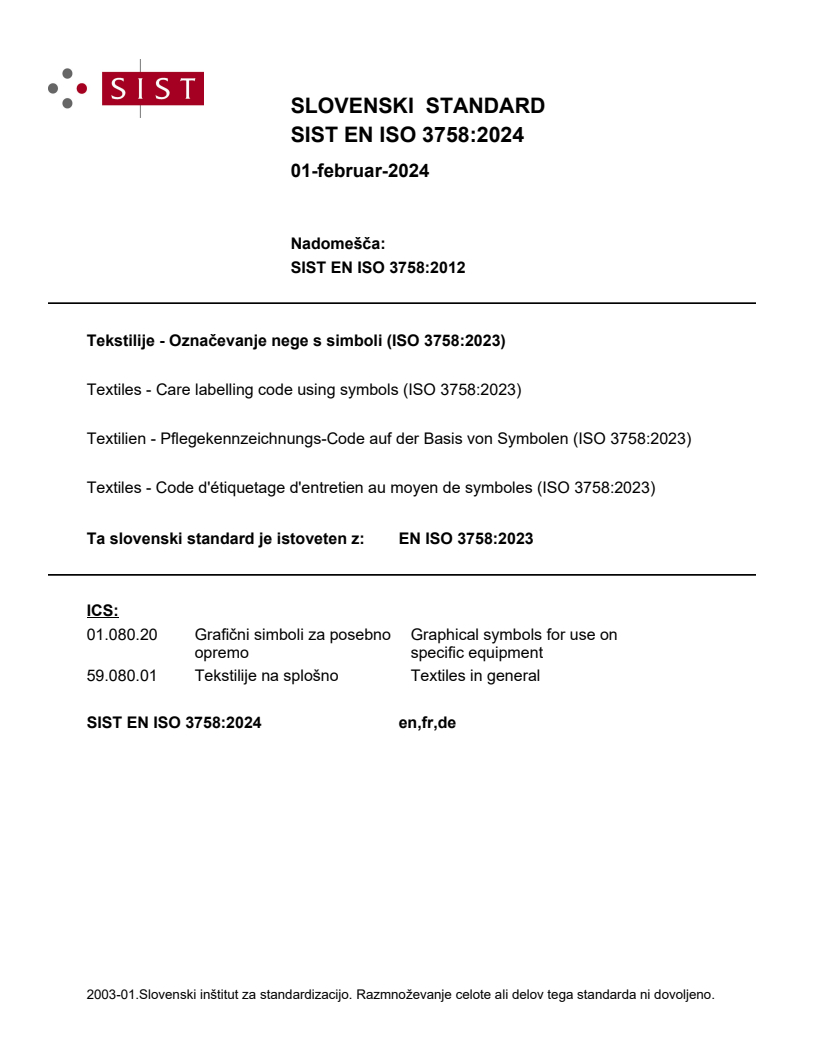 EN ISO 3758:2023 EN ISO 3758:2024 - Page 1 preview