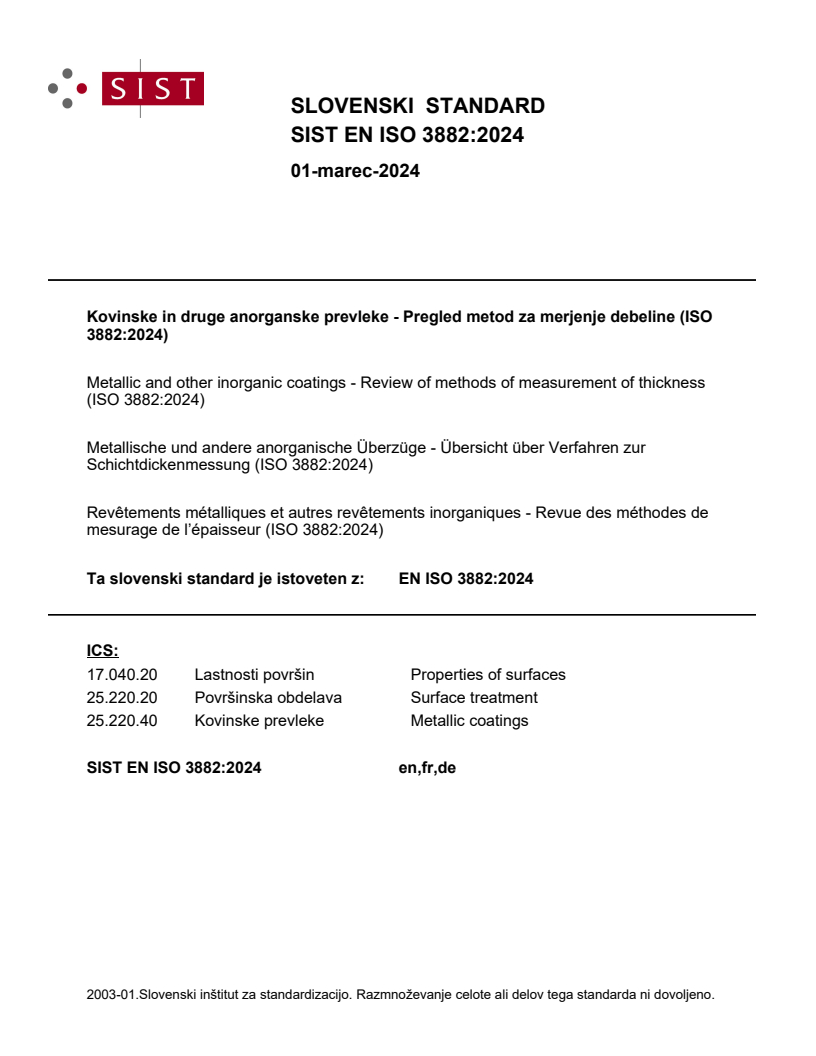 EN ISO 3882:2024 EN ISO 3882:2024 - Page 1 preview
