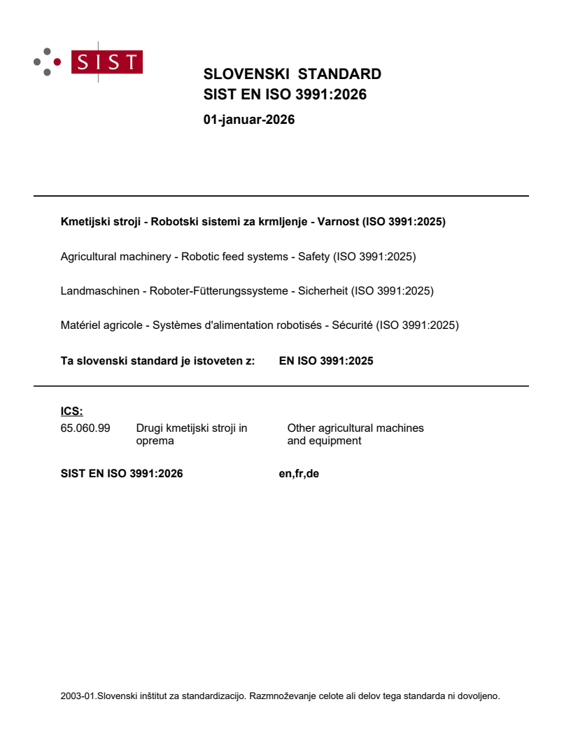 SIST EN ISO 3991:2026 - BARVE