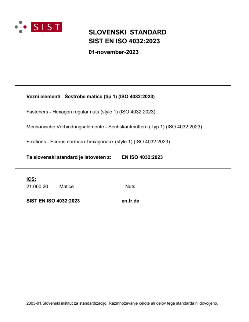 EN ISO 4032:2023 EN ISO 4032:2023 - Page 1 preview