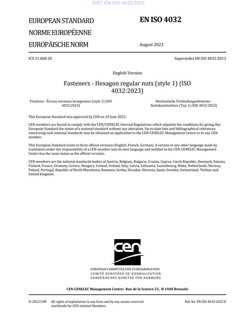 EN ISO 4032:2023 EN ISO 4032:2023 - Page 3 preview