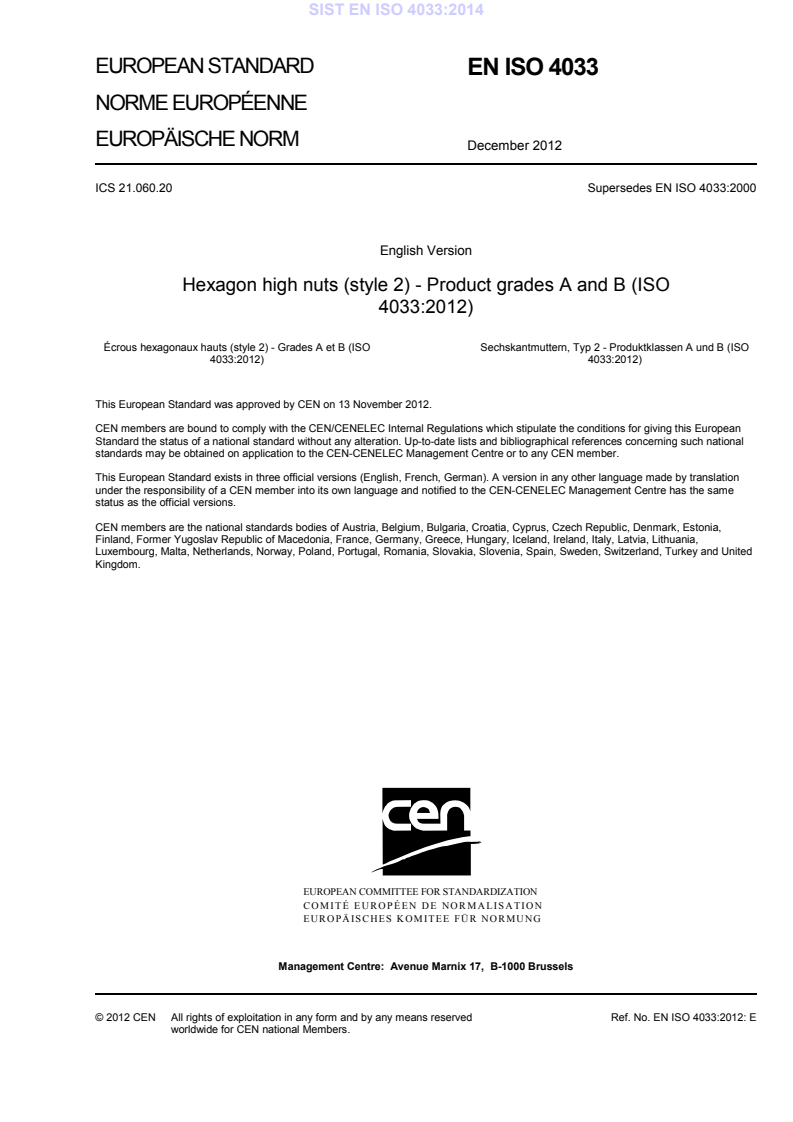 EN ISO 4033:2012 EN ISO 4033:2014 - Page 3 preview